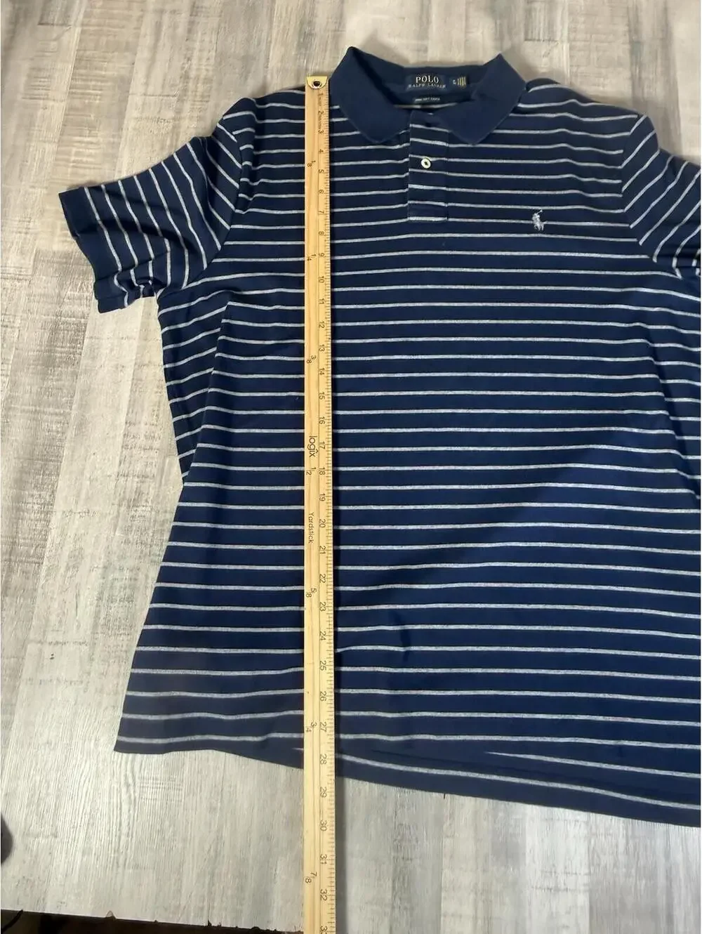Ralph Lauren Shirt Men’s XL Blue/White Striped Pima Soft Touch Short Sleeve